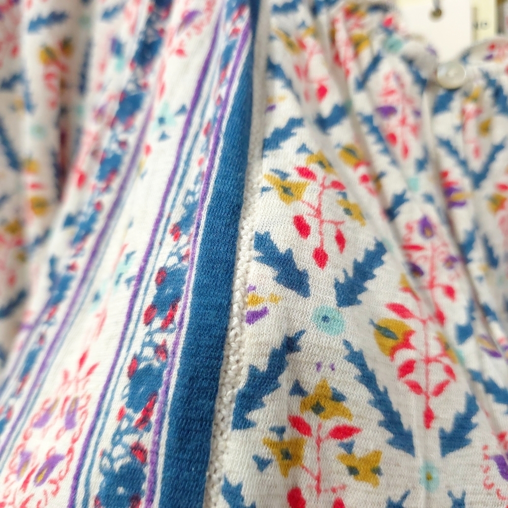LUCKY BRAND Boho Floral Peasant Blouse with Border Print – Relaxed Fit, Nwt, L - Picture 6 of 16